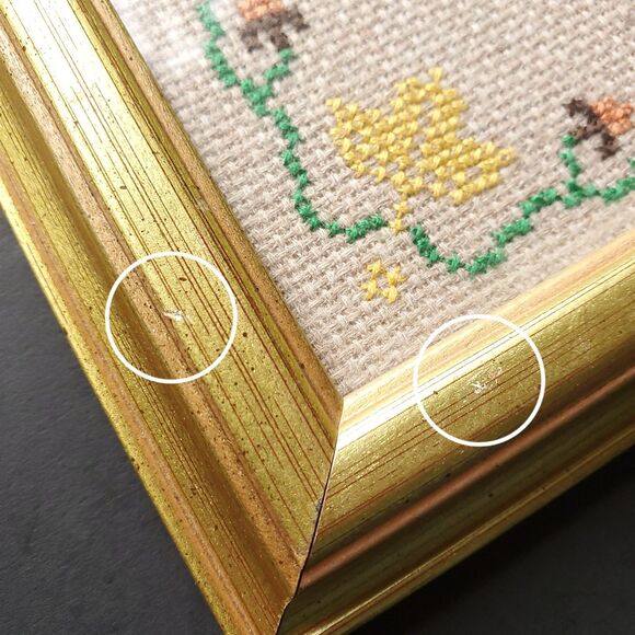 Contentment Starts With Thankful Hearts Completed Cross Stitch 10.5" Framed VTG - Picture 6 of 8